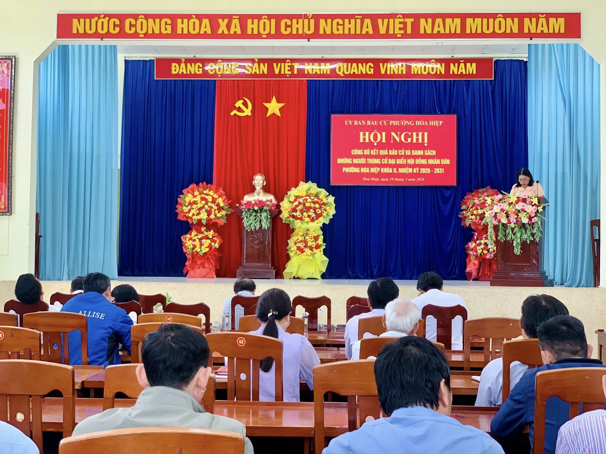 HỘI NGHỊ CÔNG BỐ KẾT QUẢ BẦU CỬ VÀ DANH SÁCH NHỮNG NGƯỜI TRÚNG CỬ ĐẠI BIỂU HĐND PHƯỜNG HÒA HIỆP KHÓA II, NHIỆM KỲ 2026–2031